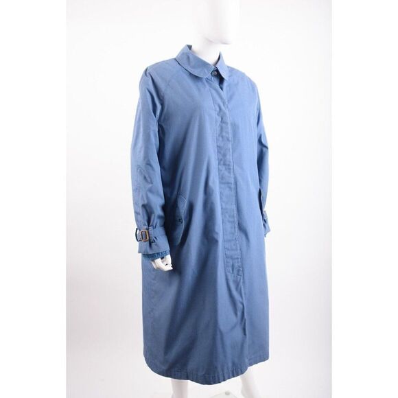 Vintage 80s Eddie Bauer Womens Raincoat Coat L XL Blue Puffer Zip Out Lining - Picture 2 of 7